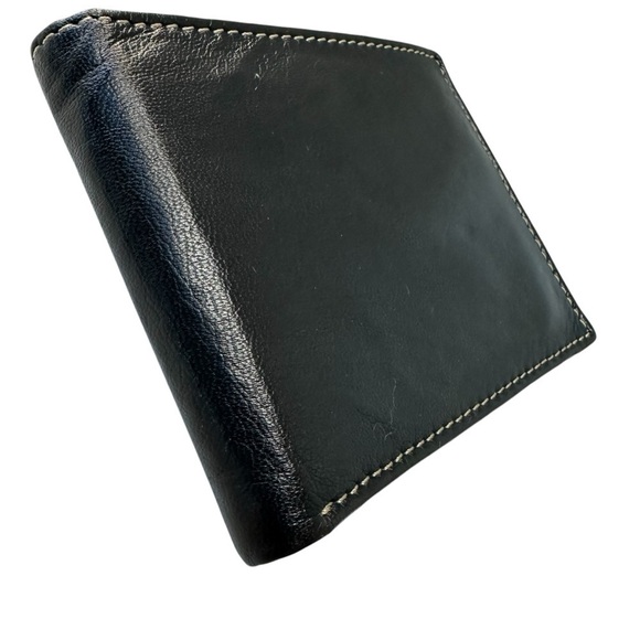 Men's Genuine Leather Black Slim Wallet - Picture 4 of 9